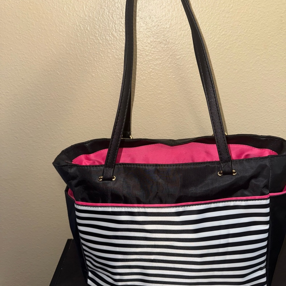 Create 365 Mambi Happy Planner Black and Pink Striped Tote Bag